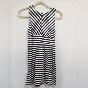 LOFT Navy and White Striped Dress